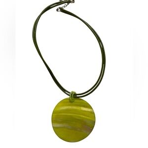 Elegant iridescent Cord and Shell Pendant Necklace